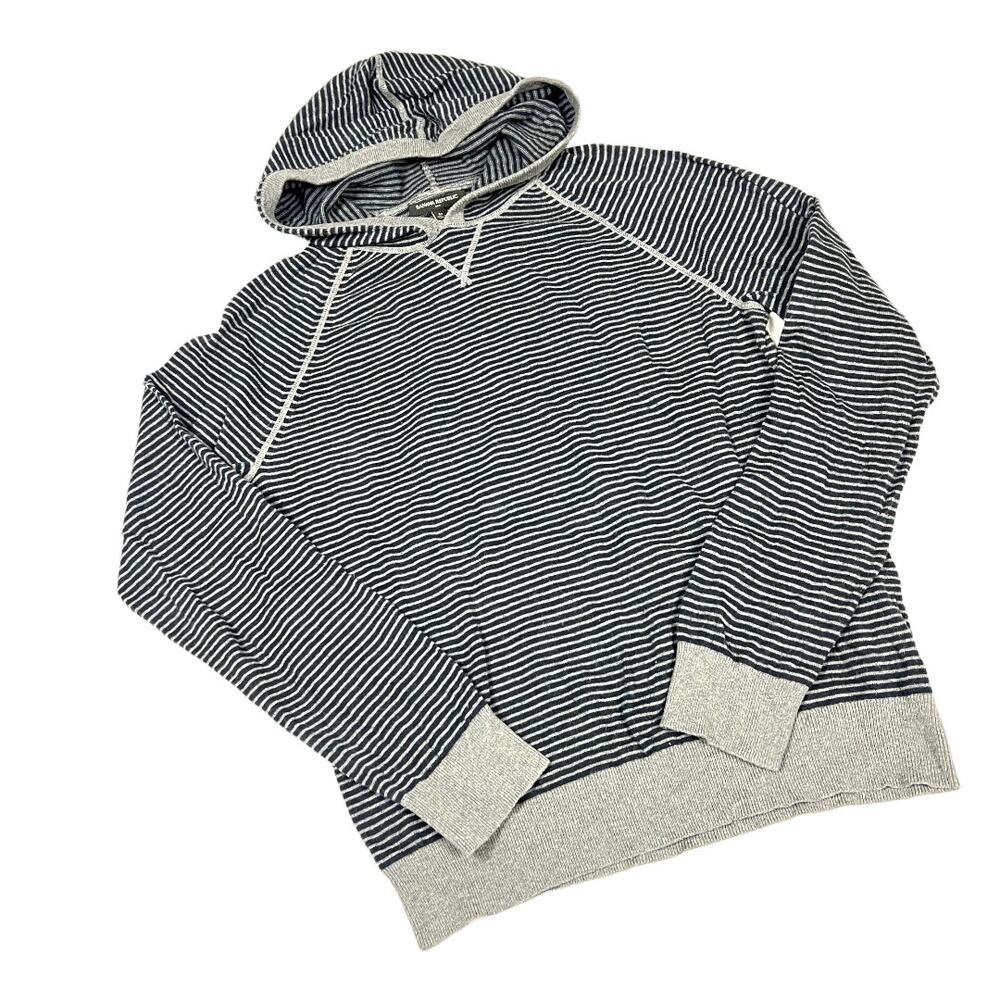 Banana Republic Factory Knit Hoodie Blue Grey Striped Long Sleeve Men's M Cotton